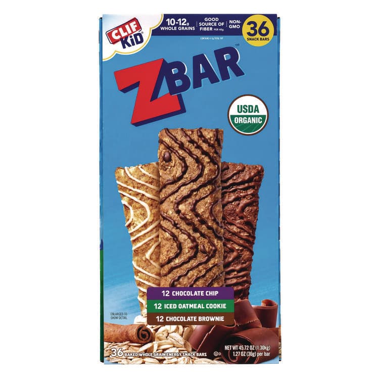 CLIF BAR & COMPANY Kid Organic Zbar Granola Bars Variety Pack, Assorted Flavors, 1.27 oz Bar, 36/Carton (GRR22002341)