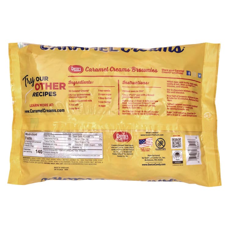GOETZE'S CANDY COMPANY Caramel Creams Candy, Caramel, 48 oz Bag (GRR22002357) thumbnail 3