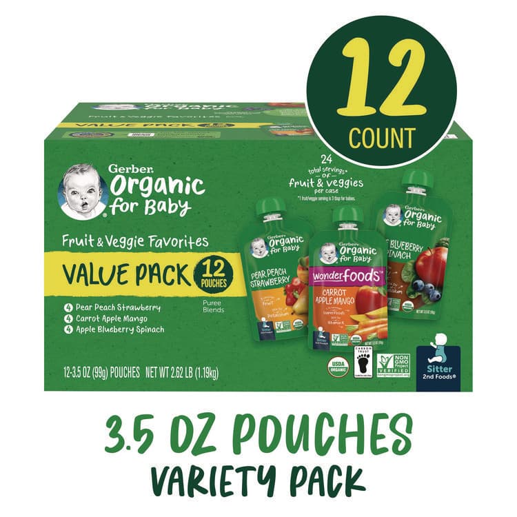 NESTLE Organic 2nd Foods Baby Food Pouches, Assorted Flavors, 3.5 oz Pouch, 12/Carton (GRR22002367) thumbnail 2