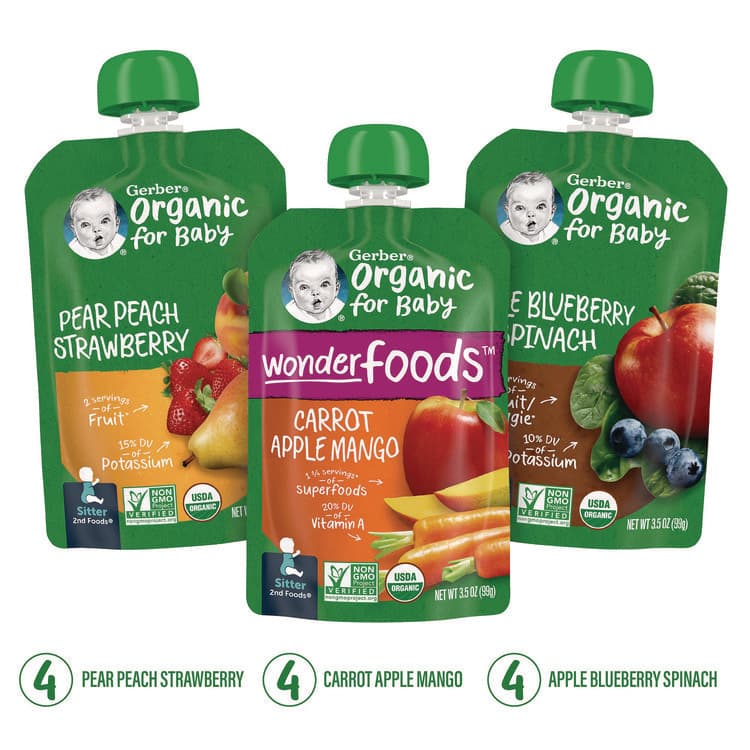 NESTLE Organic 2nd Foods Baby Food Pouches, Assorted Flavors, 3.5 oz Pouch, 12/Carton (GRR22002367) thumbnail 3