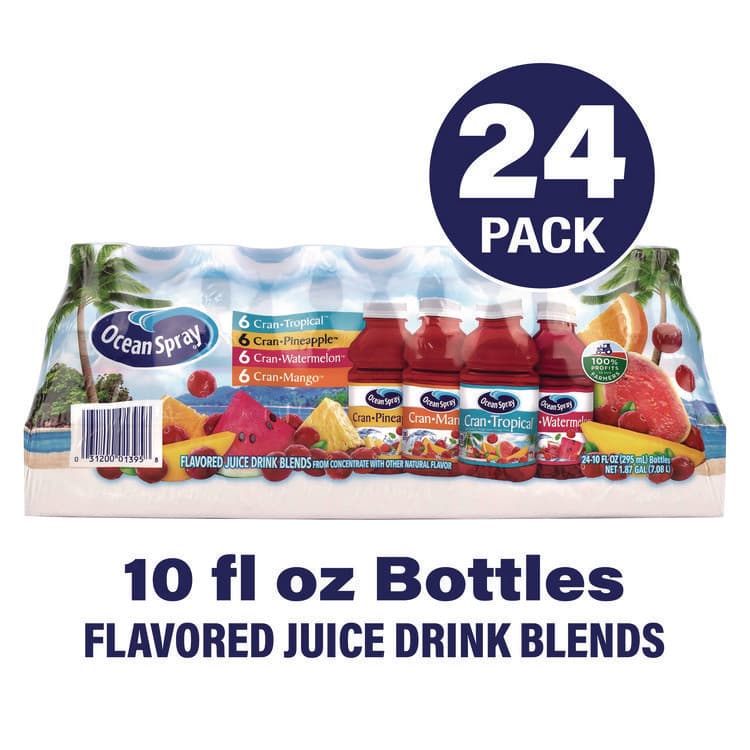 OCEAN SPRAY Tropical Variety Pack, Assorted Flavors, 10 oz Bottle, 24/Carton (GRR22002377) thumbnail 2