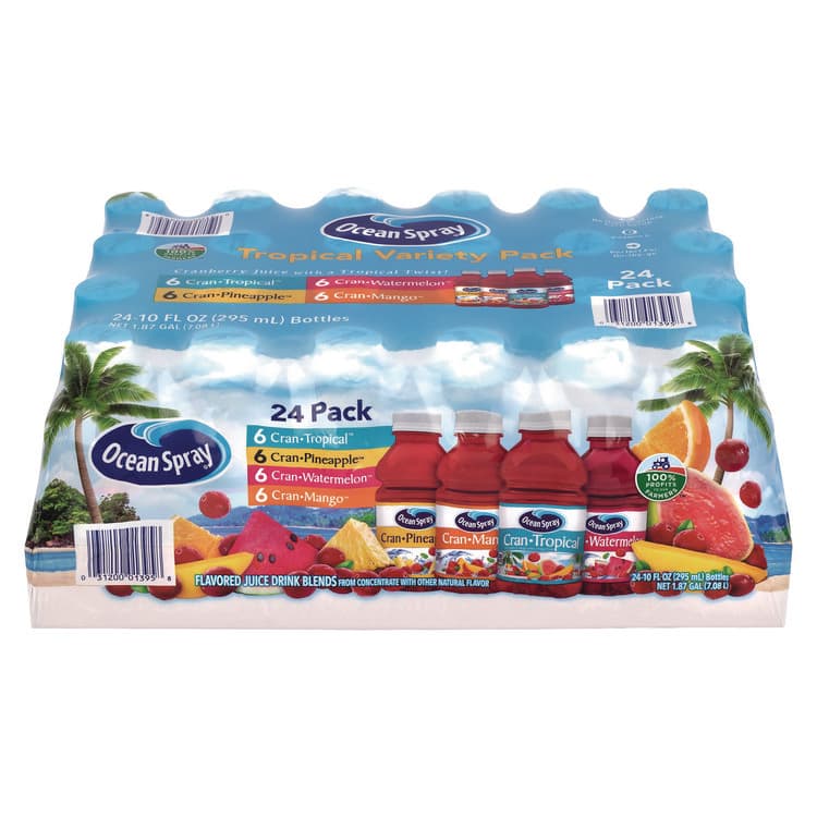 OCEAN SPRAY Tropical Variety Pack, Assorted Flavors, 10 oz Bottle, 24/Carton (GRR22002377)