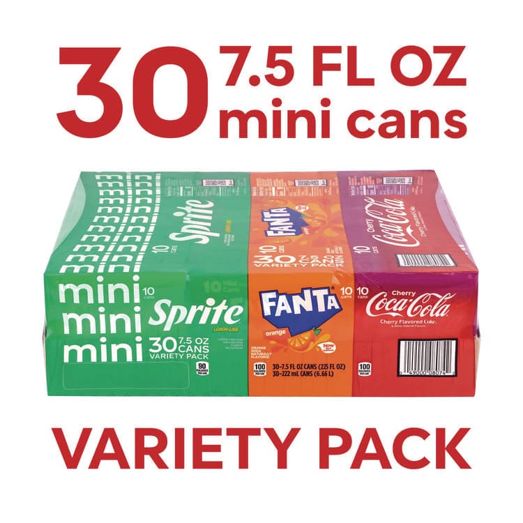COCA-COLA Mini Cans Variety Pack, Assorted Flavors, 7.5 oz Can, 30/Carton (GRR22002379) thumbnail 2