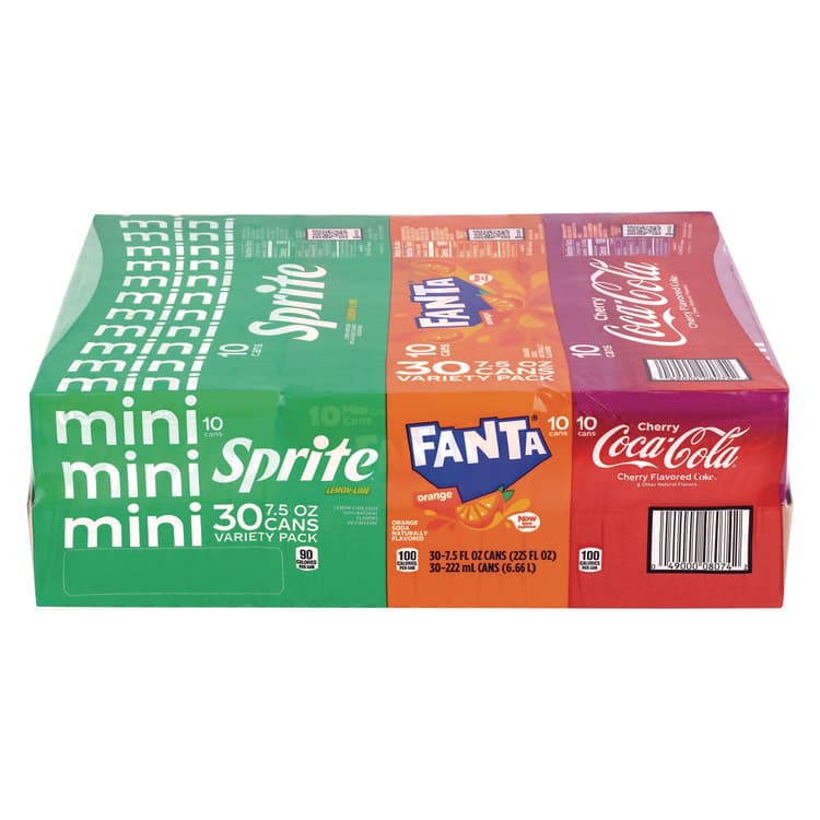 COCA-COLA Mini Cans Variety Pack, Assorted Flavors, 7.5 oz Can, 30/Carton (GRR22002379)