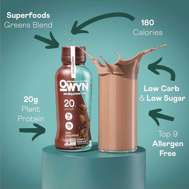 OWYN 20 g Protein Drink, Chocolate, 12 oz Bottle, 12/Carton (GRR38200001) thumbnail 3
