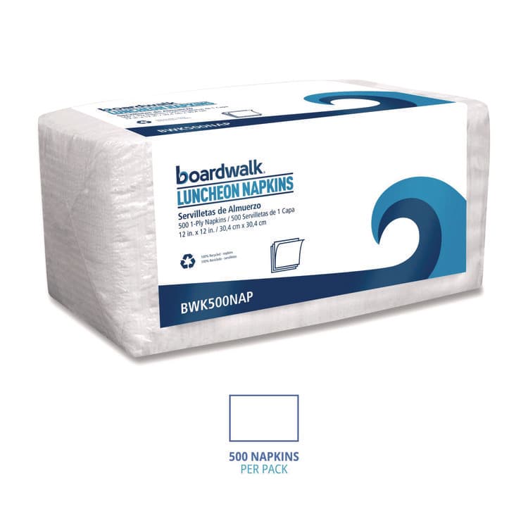 BOARDWALK 1/4-Fold Lunch Napkins, 1-Ply, 12 x 12, White, 500/Pack (BWK500NAPPK) thumbnail 2