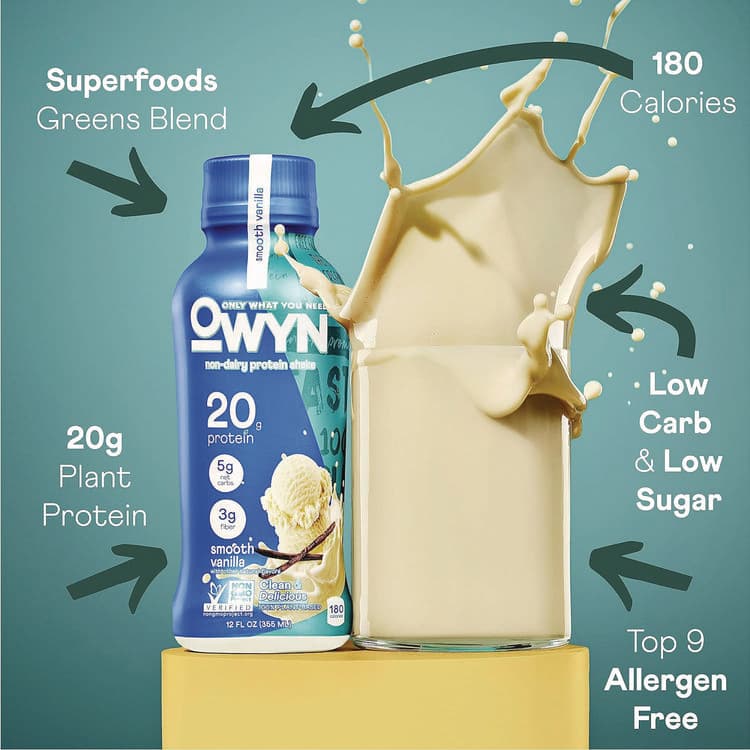 OWYN 20 g Protein Drink, Vanilla, 12 oz Bottle, 12/Carton (GRR38200002) thumbnail 3