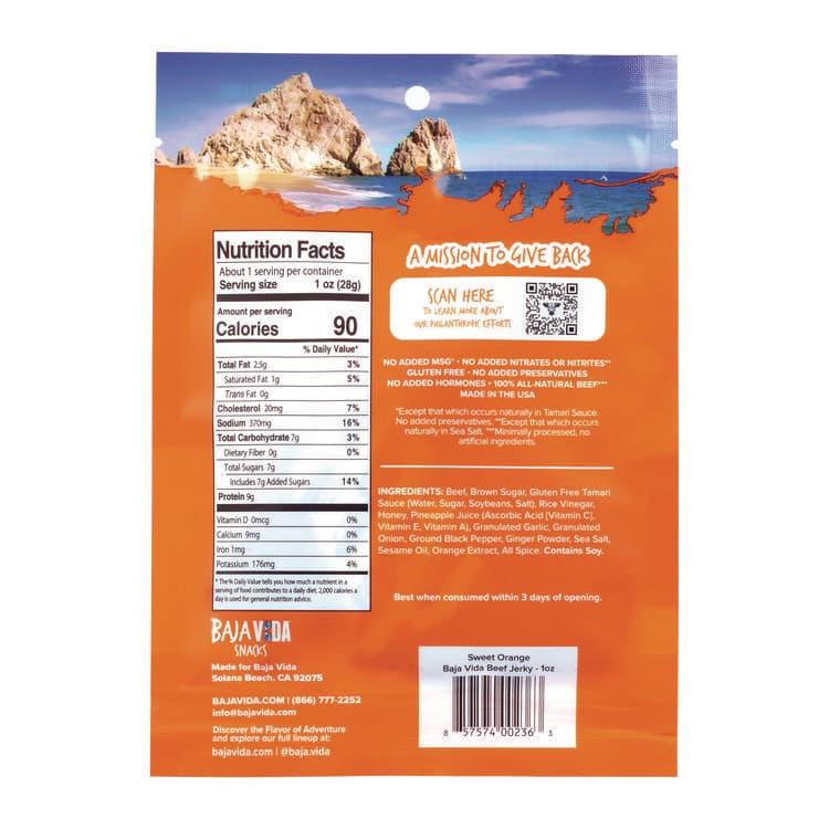 BRANDT BEEF Beef Jerky Sweet Orange Snack Pack, Sweet Orange, 1 oz Packet, 12/Carton (GRR22002306) thumbnail 4