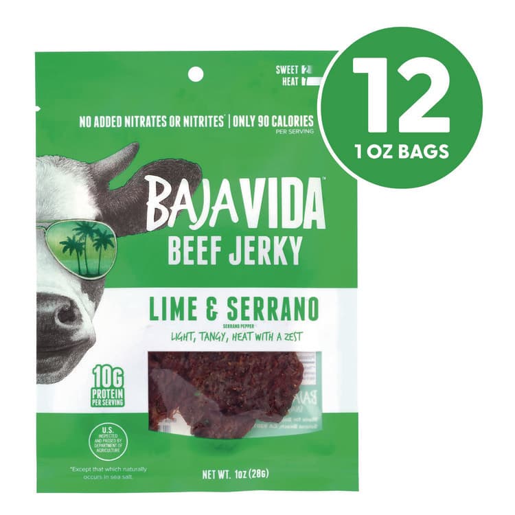 BRANDT BEEF Beef Jerky Lime and Serrano Pepper Snack Pack, Lime and Serrano Pepper, 1 oz Packet, 12/Carton (GRR22002307) thumbnail 2