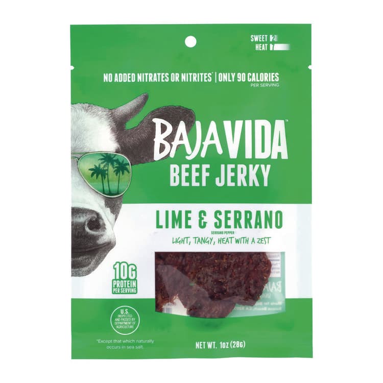 BRANDT BEEF Beef Jerky Lime and Serrano Pepper Snack Pack, Lime and Serrano Pepper, 1 oz Packet, 12/Carton (GRR22002307) thumbnail 3