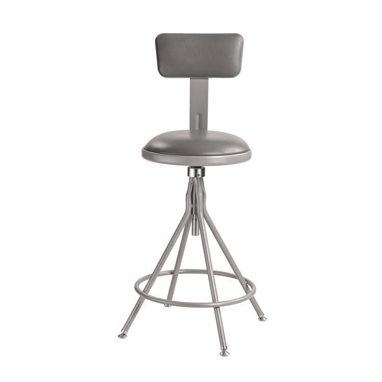 NATIONAL PUBLIC SEATING 6500 Series Height Adj Heavy Duty Vinyl Swivel Stool with Backrest, Supports Up to 500 lb, 24" to 30" Seat Height, Gray (NPS6524HB) thumbnail 2
