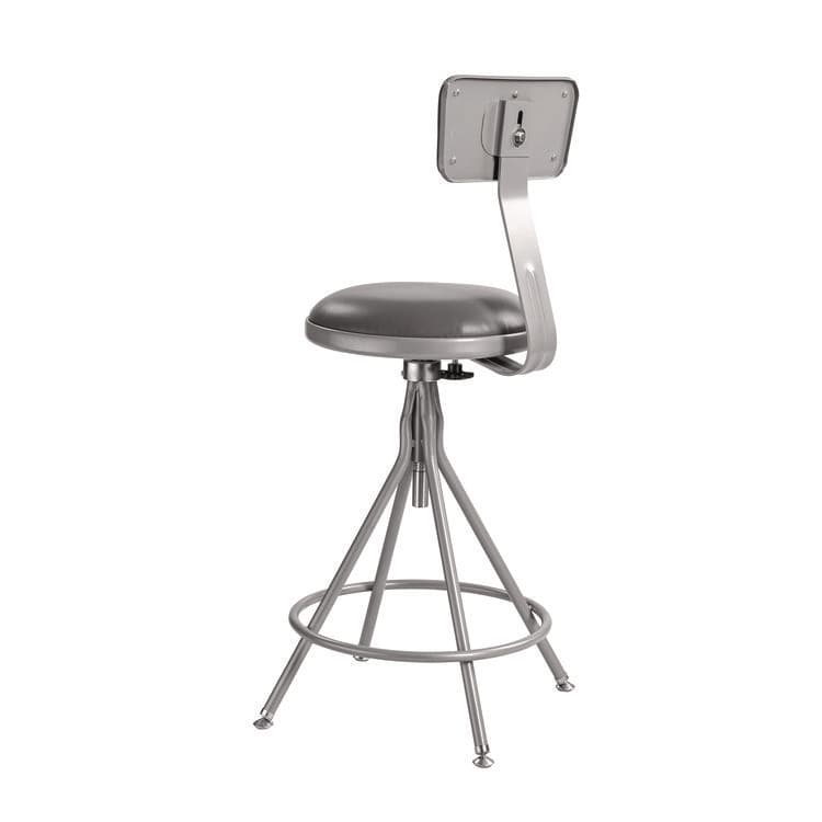 NATIONAL PUBLIC SEATING 6500 Series Height Adj Heavy Duty Vinyl Swivel Stool with Backrest, Supports Up to 500 lb, 24" to 30" Seat Height, Gray (NPS6524HB) thumbnail 4