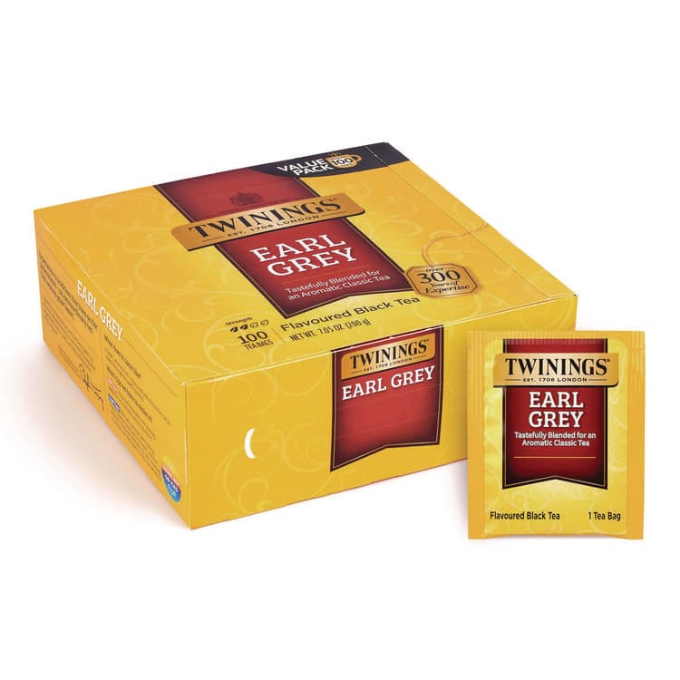 TWININGS NORTH AMERICA Tea Bags, Earl Grey, Individually Wrapped, 100/Carton (GRR22002386)