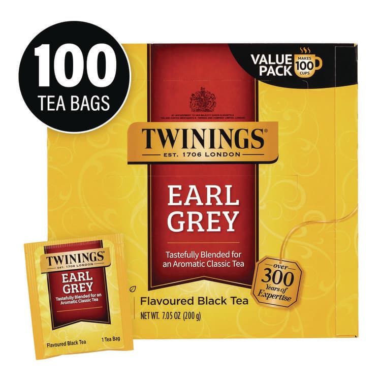 TWININGS NORTH AMERICA Tea Bags, Earl Grey, Individually Wrapped, 100/Carton (GRR22002386) thumbnail 2