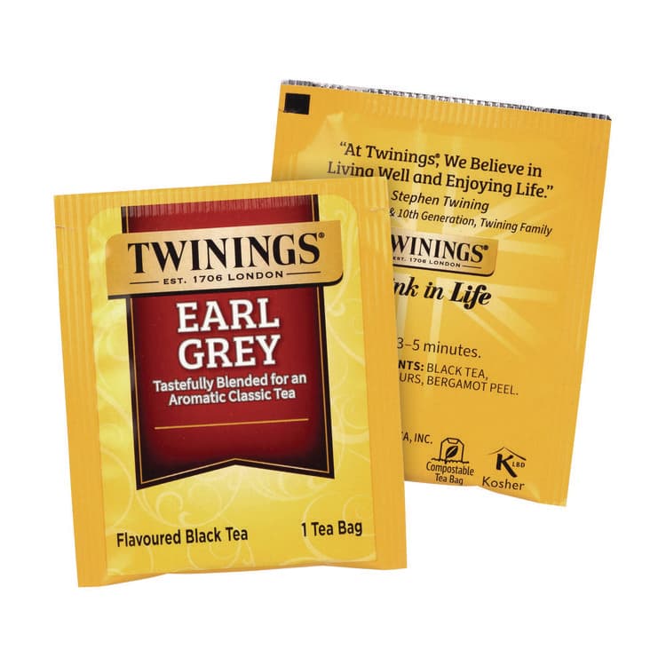 TWININGS NORTH AMERICA Tea Bags, Earl Grey, Individually Wrapped, 100/Carton (GRR22002386) thumbnail 3