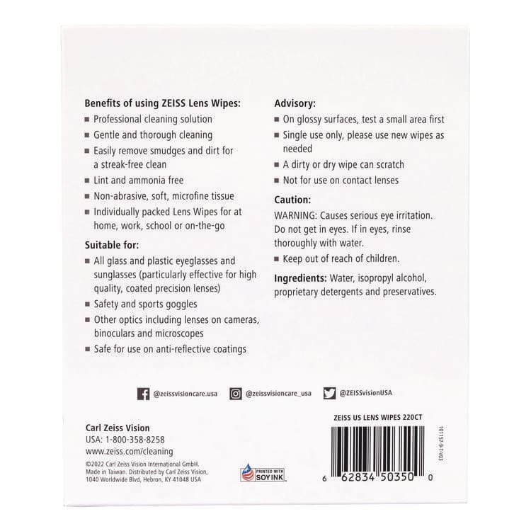 ZEISS Lens Wipes, 6 x 5, 220/Carton (GRR22002393) thumbnail 4