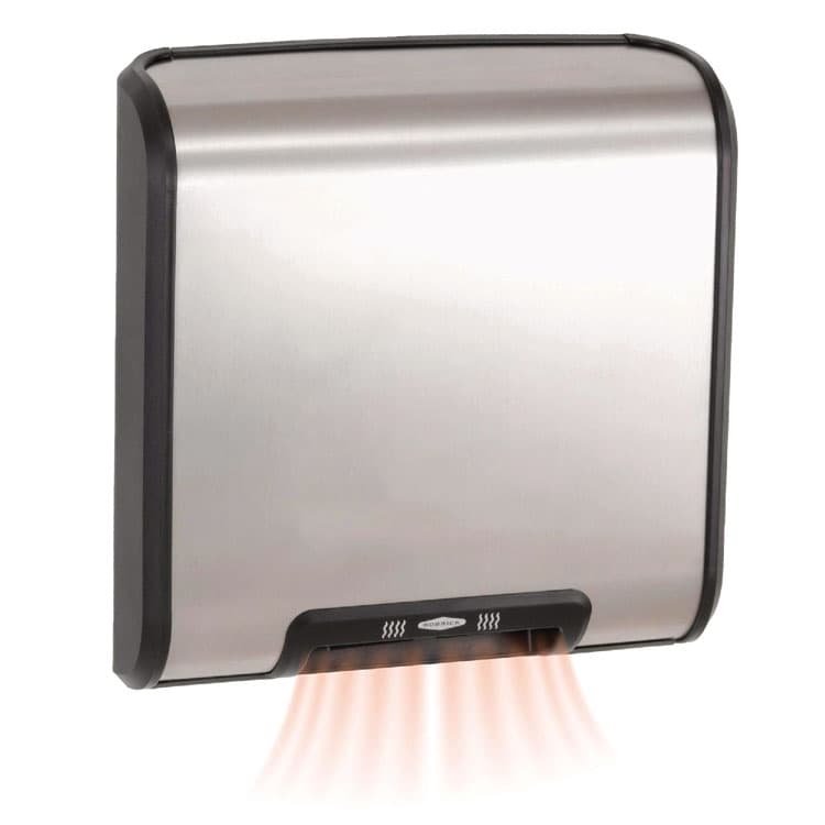 BOBRICK WASHROOM TrimLineSeries QuietDry Surface-Mounted ADA Automatic Hand Dryer, 115 V, 13.6 x 5.1 x 14.9, Satin Stainless Steel (BOB7128) thumbnail 3