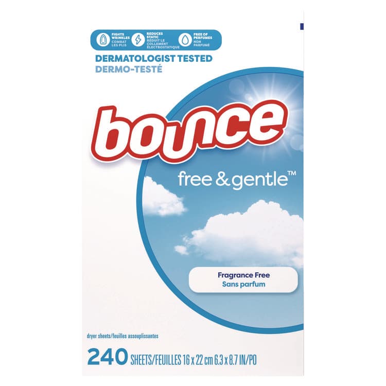 PROCTER & GAMBLE free and gentle Dryer Sheets, Fragrance Free, 240 Sheets/Box, 4 Boxes/Carton (PGC55312) thumbnail 3