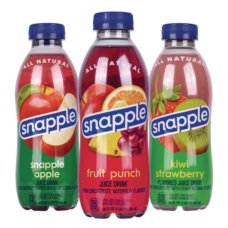 DR PEPPER SNAPPLE GROUP, . Juice Drink Variety Pack, Snapple Apple, Fruit Punch, Kiwi Strawberry, 20 oz Bottle, 24/Carton (GRR22000813) thumbnail 3