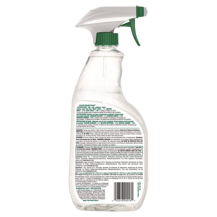 SUNSHINE MAKERS, . Crystal Industrial Cleaner/Degreaser, 24 oz Spray Bottle, 12/Carton (SMP19024) thumbnail 3