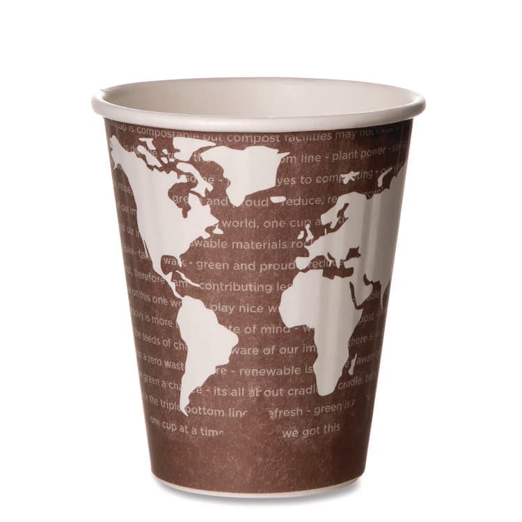 ECO-PRODUCTS,INC. World Art Renewable and Compostable Insulated Hot Cups, 8 oz, Paper, Brown/White, 40/Pack, 20 Packs/Carton (ECOEPBNHC8WD)