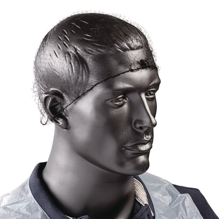 AMERCAREROYAL Lightweight Latex-Free Hairnets, Nylon, 24", Black, 144/Box, 20 Boxes/Carton (RPPRPH144LTBK) thumbnail 3