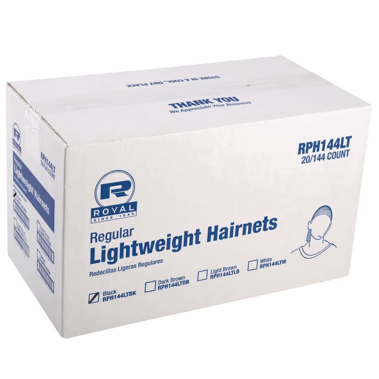 AMERCAREROYAL Lightweight Latex-Free Hairnets, Nylon, 24", Black, 144/Box, 20 Boxes/Carton (RPPRPH144LTBK) thumbnail 4