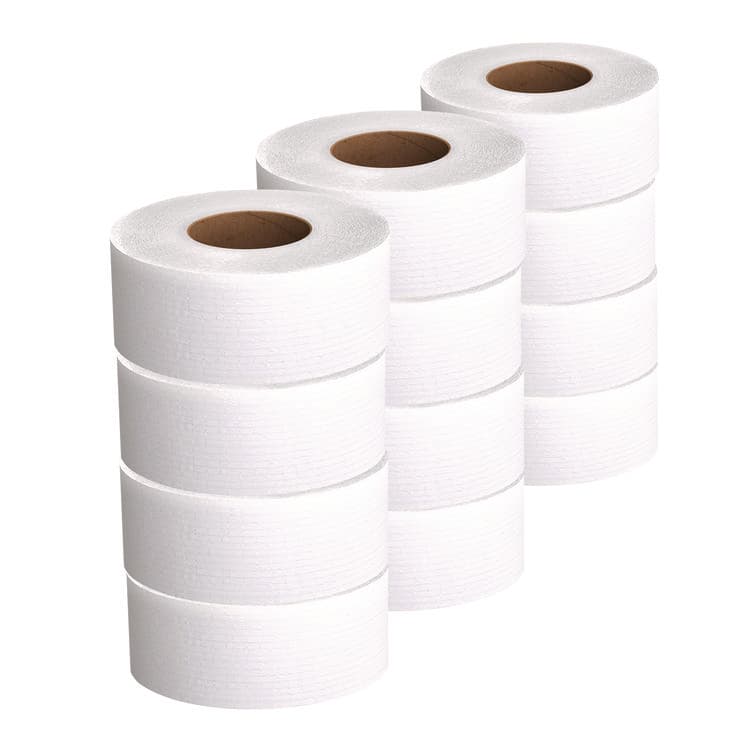 KIMBERLY CLARK Essential JRT Jumbo Roll Bathroom Tissue, Septic Safe, 2-Ply, 3.55" x 1,000 ft, White, 12 Rolls/Carton (KCC07805)
