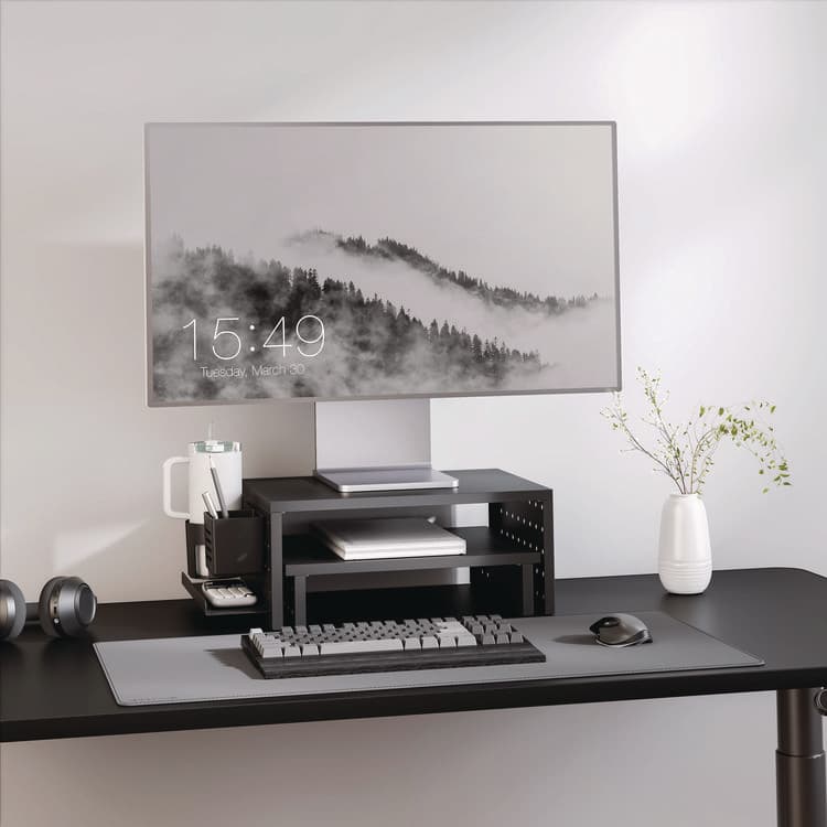 KANTEK . Pegboard Riser, For 32" Monitors, 15.9 x 11.8 x 7.3, Black, Supports 20 lbs (KTKPBS530) thumbnail 3