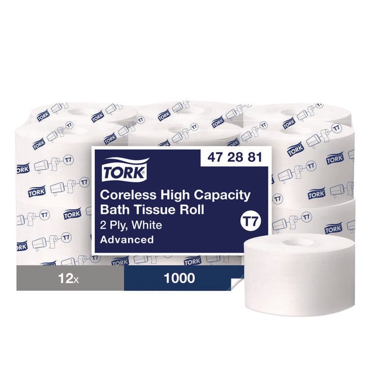SCA TISSUE Advanced Coreless High Capacity Bath Tissue, 2-Ply, White, 1,000 Sheets/Roll, 12 Rolls/Carton (TRK472881)