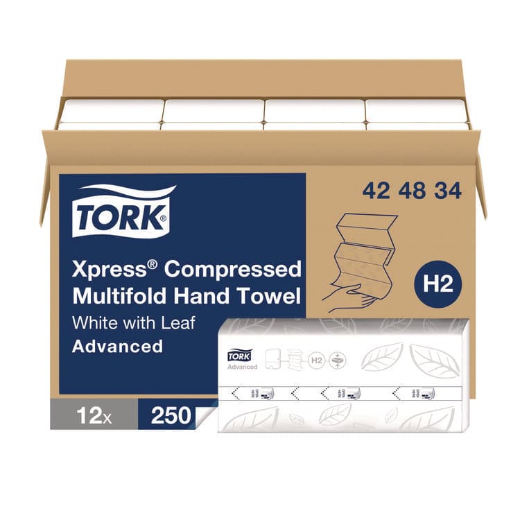 SCA TISSUE Xpress Compressed Multifold Hand Towels, 1-Ply, 8.3 x 9.25, White, 250/Pack, 12 Packs/Carton (TRK424834)