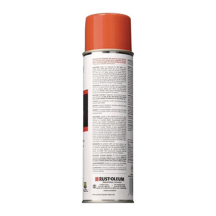 RUST-OLEUM CORPORATION Industrial Choice Precision Line Marking Paint, Flat/Matte Orange, 20 oz Aerosol Can, 12/Carton (RST203035CT) thumbnail 2