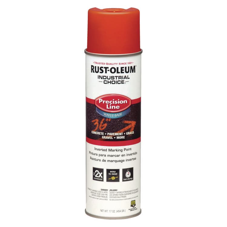RUST-OLEUM CORPORATION Industrial Choice Precision Line Marking Paint, Flat/Matte Orange, 20 oz Aerosol Can, 12/Carton (RST203035CT)