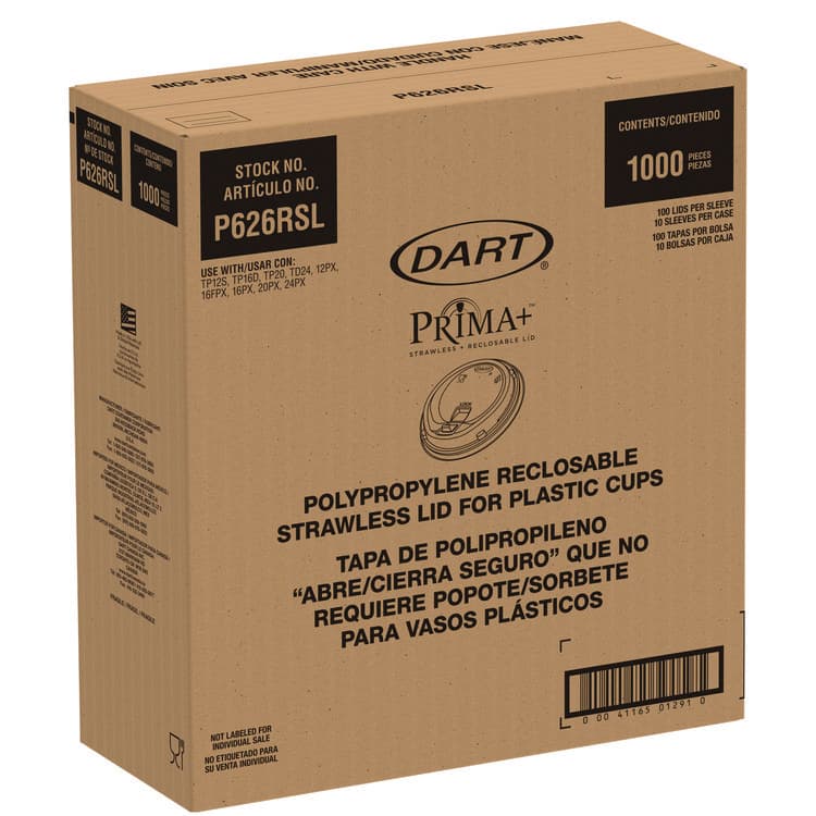 DART Prima Strawless Plastic Lids, Fits 12 oz to 26 oz Cold Cups, Clear, 100/Sleeve, 10 Sleeves/Carton (DCCP626RSL) thumbnail 2