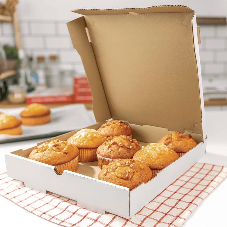 KARAT BY LOLLICUP Corrugated Pizza Boxes, 12 x 12 x 1.97, White/Brown, 50/Carton (KRTFPPBF12W) thumbnail 4