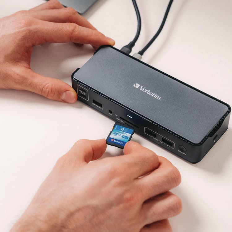 VERBATIM CORPORATION USB-C Pro Docking Station 15-in-1, Audio/DisplayPort/HDMI/Micro SD/RJ45/SD/USB-A/USB-C, Gray (VER32171) thumbnail 3