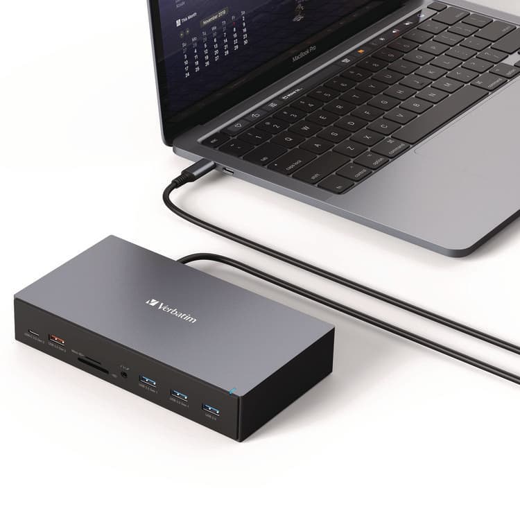 VERBATIM CORPORATION USB-C Pro Docking Station 17-in-1, Audio/DisplayPort/HDMI/Micro SD/RJ45/SD/USB-A/USB-C, Gray (VER32172) thumbnail 3