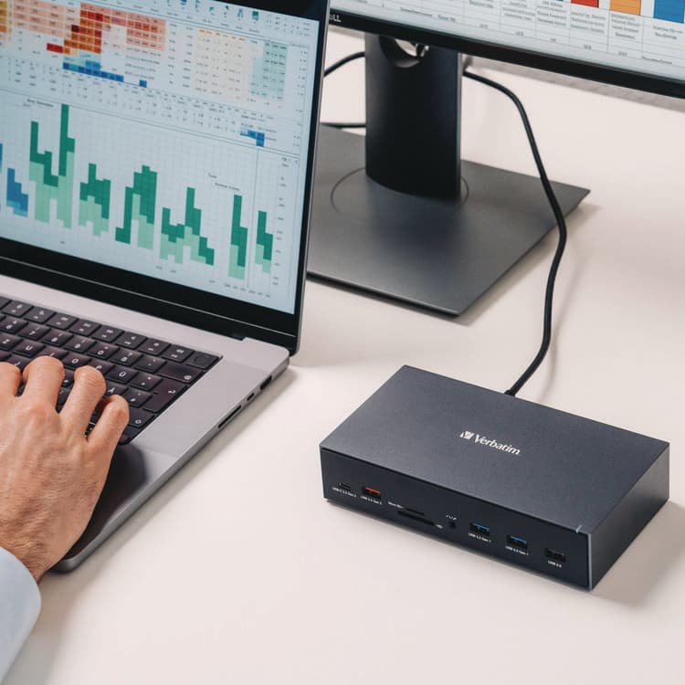 VERBATIM CORPORATION USB-C Pro Docking Station 17-in-1, Audio/DisplayPort/HDMI/Micro SD/RJ45/SD/USB-A/USB-C, Gray (VER32172) thumbnail 4