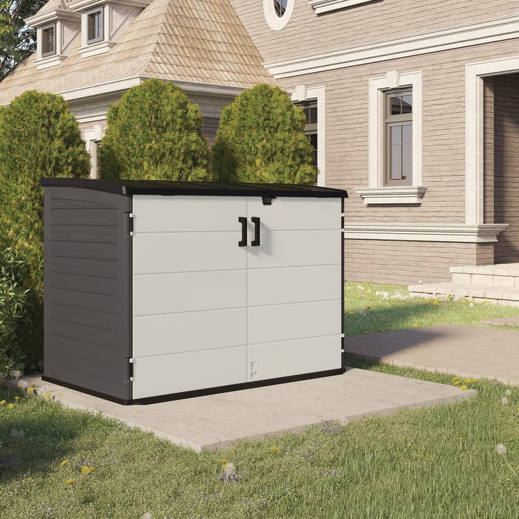 SUNCAST CORPORATION Stow-Away Horizontal Shed, 70 cu ft, 5 ft 10.5" x 3 ft 8.25" x 4 ft 4", Peppercorn/Passive/Black (SUABMS4780) thumbnail 2