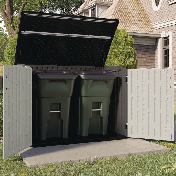 SUNCAST CORPORATION Stow-Away Horizontal Shed, 70 cu ft, 5 ft 10.5" x 3 ft 8.25" x 4 ft 4", Peppercorn/Passive/Black (SUABMS4780) thumbnail 3