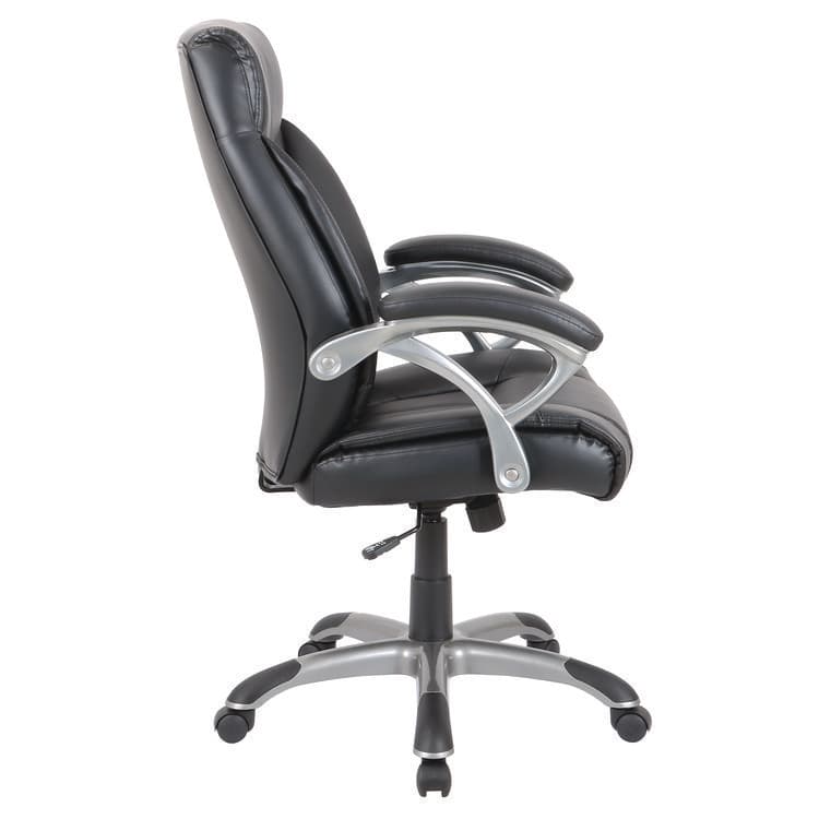 ALERA Alera Fulford Bonded Leather High-Back Managers Chair, Supports 275lb, 18.62-22.56" Seat Height, Black Seat/Back, Silver Base (ALEFD41B19) thumbnail 2