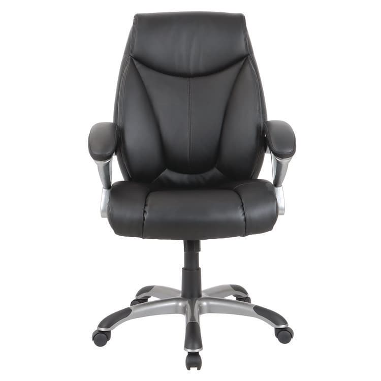 ALERA Alera Fulford Bonded Leather High-Back Managers Chair, Supports 275lb, 18.62-22.56" Seat Height, Black Seat/Back, Silver Base (ALEFD41B19) thumbnail 3