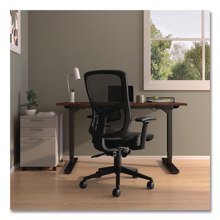 ALERA Alera Hollins Ergonomic Mesh Swivel Task Chair, Supports Up to 275lb, 18.57 to 22.54 Seat Height, Black Seat/Back, Black Base (ALEHL42BME18) thumbnail 3
