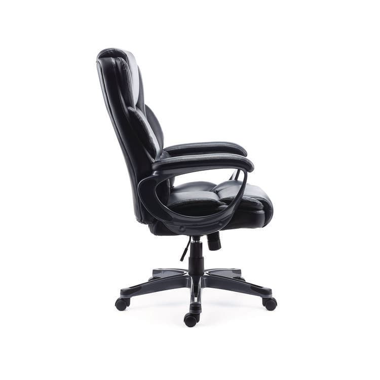 ALERA Alera Kirkdale Bonded Leather Manager Chair, Supports Up to 275 lb, 16.18 to 22.76 Seat Height, Black Seat/Back, Black Base (ALEKD4519) thumbnail 4