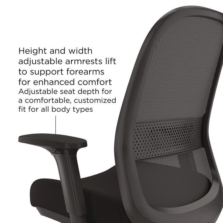 ALERA Alera Kempton Ergonomic Fabric Mesh Swivel Task Chair, Supports Up to 275lb, 18.31 to 22.17 Seat Height, Black Seat/Back/Base (ALEKP42BME17) thumbnail 4