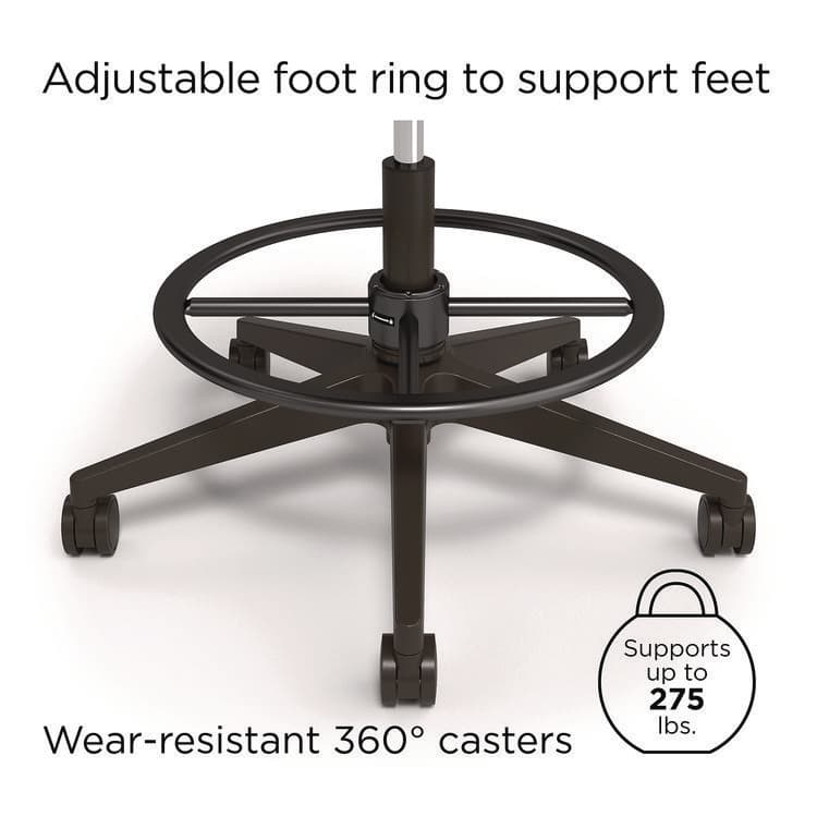 ALERA Alera Kempton Fabric Mesh Task Stool, Supports Up to 275 lb, 26.57 to 33.62 Seat Height, Black Seat, Black Back, Black Base (ALEKP46BME17) thumbnail 4