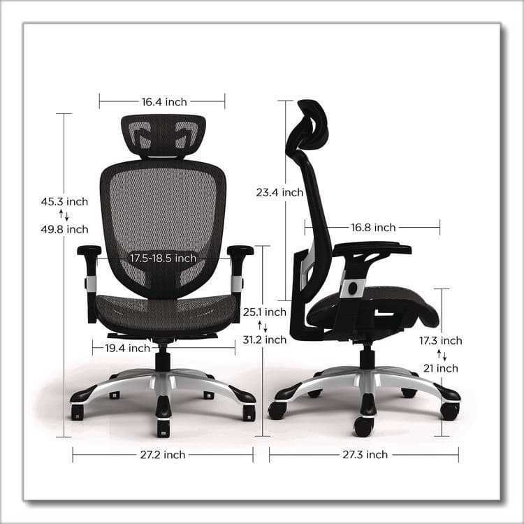 ALERA Alera Minerva Ergonomic Mesh Swivel Task Chair, Support Up to 275lb, 17.24 to 20.98 Seat Height, Black Seat/Back, Silver Base (ALEMV41BME18) thumbnail 2