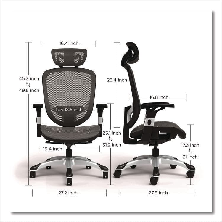 ALERA Alera Minerva Ergonomic Mesh Swivel Task Chair, Supports Up to 275lb, 17.24 to 20.98 Seat Height, Gray Seat/Back, Silver Base (ALEMV41BME48) thumbnail 2
