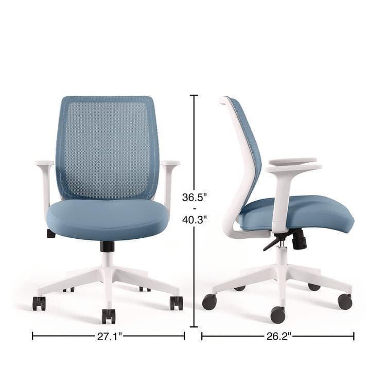 ALERA Alera Wessex Ergonomic Fabric Mesh Swivel Task Chair, Up to 275 lb, 17.09 to 20.83 Seat Height, Seafoam Seat/Back, White Base (ALEWX42BME24) thumbnail 4