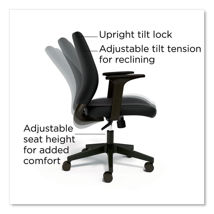 ALERA Alera Wessex Ergonomic Fabric Task Chair, Supports Up to 275 lb, 17.13 to 20.83 Seat Height, Black Seat/Back, Black Base (ALEWX4217) thumbnail 2